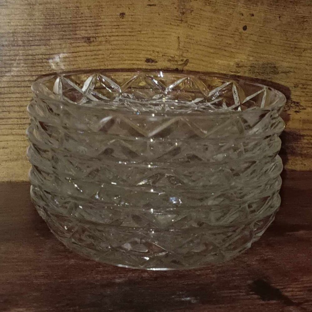 Vintage Set of 6 Crystal Starburst Coasters